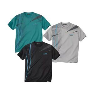 Atlas For Men Mens Graphic Print T-Shirt (Pack of 3) / Gray/Black/Green